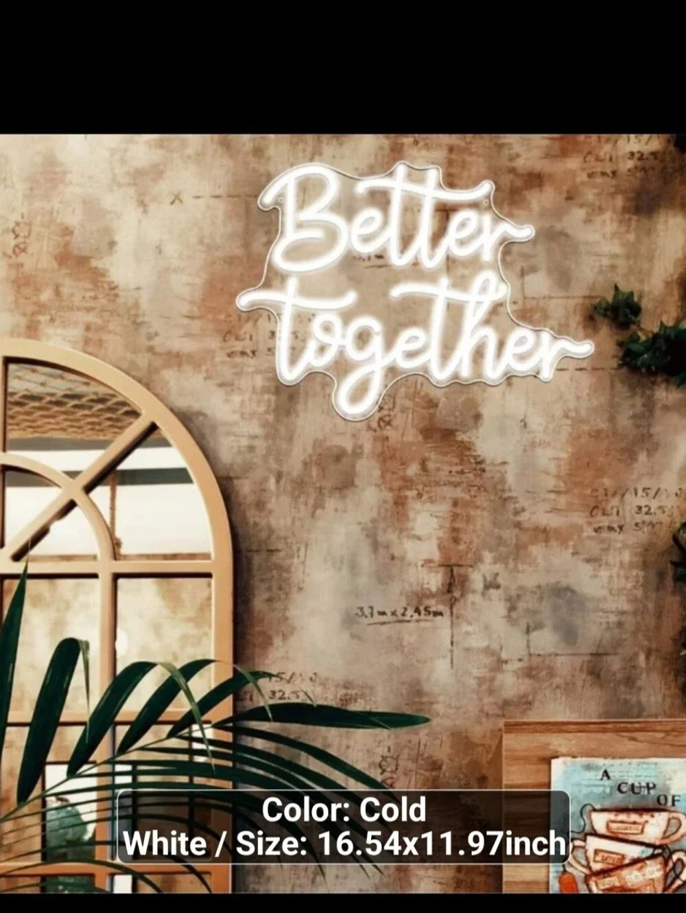 NEW BETTER TOGETHER LED WEDDING SIGN ELECTICAL 12 X 17